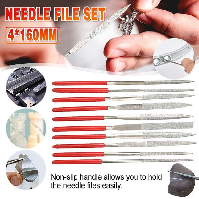 10 PCS 160x4mm Diamond Mini Needle File Set For Metal Jeweler Wood Carving Craft - Aimall