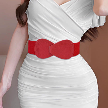 Fashion Belt Red Elastic Waist Cover Wide Belt Women Black Elastic Bow Decoration
