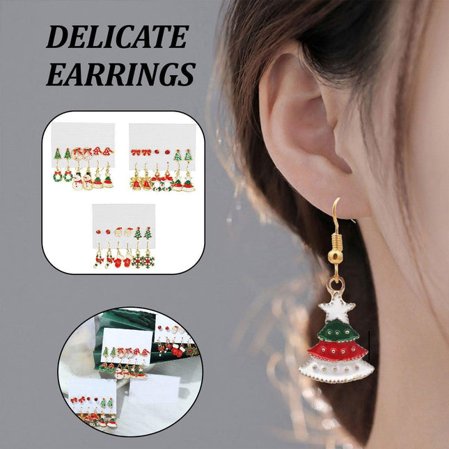 Festive Christmas Earrings Set for Women Holiday Jewelry Stud Set Gift Idea