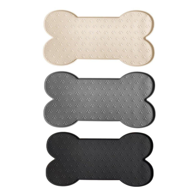 Silicone Pet Feeding Food Mat Bone Waterproof Non-slip Cat Dog Bowl Placemat