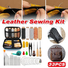 33Pcs DIY Leather Craft Hand Tools Kit Stitching Sewing Stamping Carve Work Set