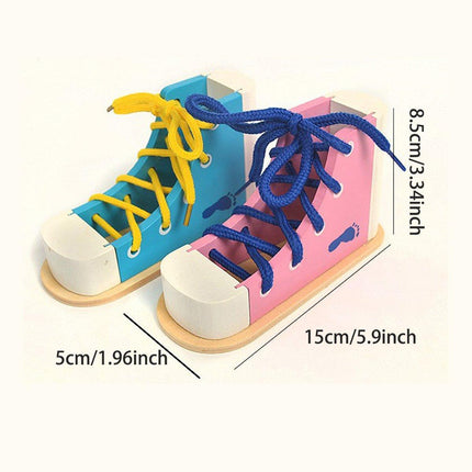 2PCS Wooden Lacing Toy Set for Early Learning and Fine Motor Skill Training