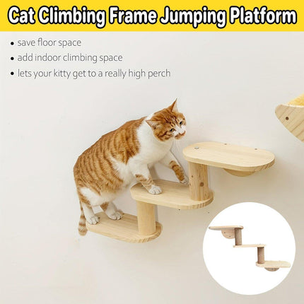 Solid Wood Wall Mounted Cat Climbing Tree Rack Platform Space Capsule Bed Shelf