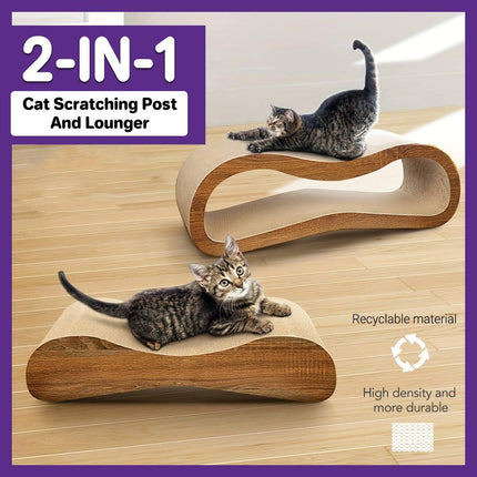 2 in 1 Cat Scratching Lounge Bed Extra Wide Recyclable Cardboard Furniture