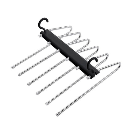 Stainless Steel Multi-Layer Pants Rack Folding Telescopic Anti-Slip Clothes Rack
