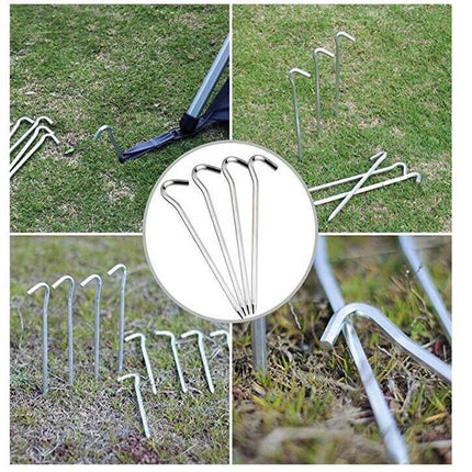 12PCS Tent Pegs Steel Ground Camping Stakes Outdoor Nail 6mm Heavy Duty New - Aimall