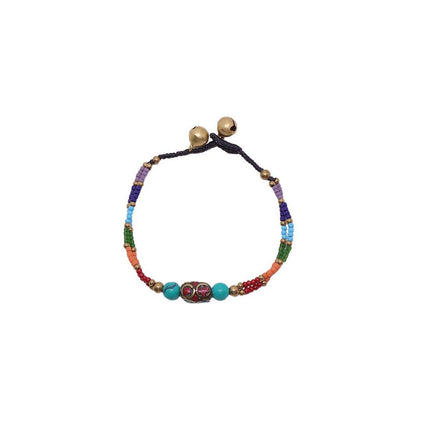 Ethnic Style Handmade Bracelet Color Stone Sky Bead Fashion Round Bead Bracelet