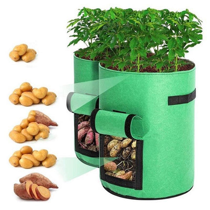3X 10 Gallon Potato Grow Planter Container Bag Pouch Root Plant Growing Pot Side - Aimall