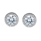Female Round Zircon Stud Earrings Full Diamond Boucle Big Hollow Cubic Gift - Aimall