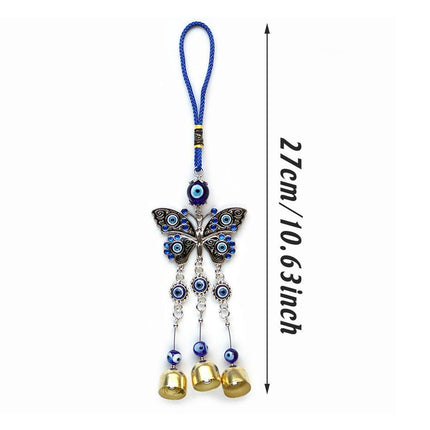 4PCS Evil Eye Butterfly Wind Chime Crystal Bell Hanging Ornament Car Decor