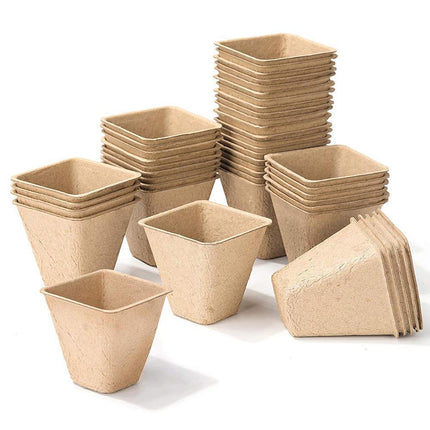 100X Biodegradable Paper Seedling Pots Square Planting Cups Pot