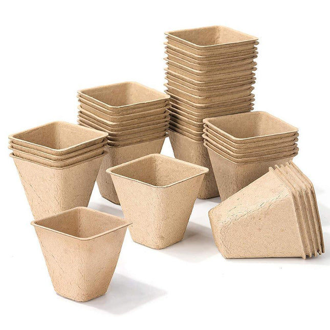 100X Biodegradable Paper Seedling Pots Square Planting Cups Pot