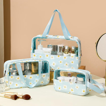 3PCS Large Capacity Transparent Waterproof Makeup Travel Storage Toiletry Bag