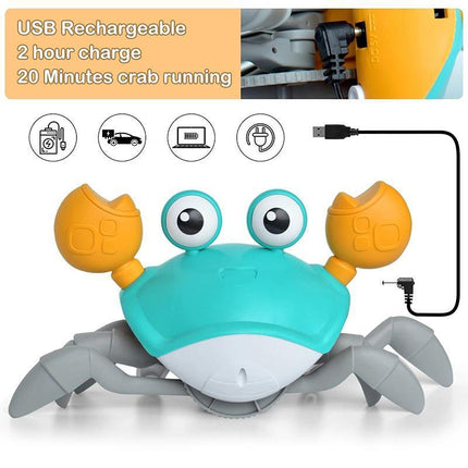 Electric Music Crawling Crab Baby Toy LED Light Up Kids Toddler Interactive Toys - Aimall