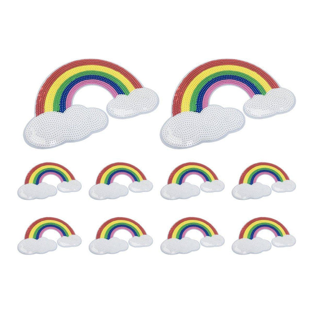 10PCS Large Colorful Sequin Embroidered Rainbow Patches DIY Clothing Accessories