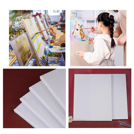 5x Artist Blank Stretched Canvas Canvases Art Large White Range Oil Acrylic Wood - Aimall