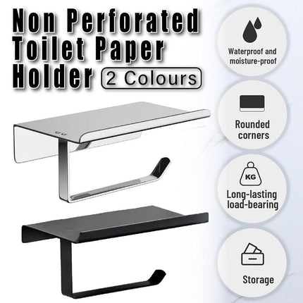 304 Stainless Steel Toilet Paper Holder Non-perforated Roll with Phone Rack