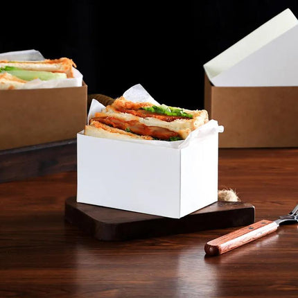 250PCS Packaging Box Sandwich Box Wrapping Paper Breakfast Hamburger Kitchen S - Aimall