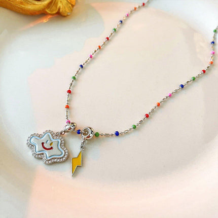 Colourful Smile Cloud Pendant Necklace Fashion Jewellery for Women Girls Gift