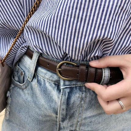 Female Women Candy Color Pu Leather Belt Dress Strap Thin Waistband Waist Belts - Aimall