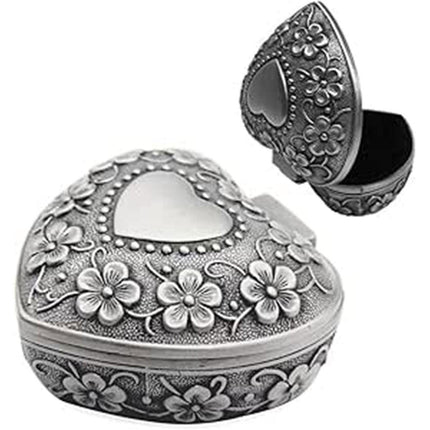 Vintage Heart Shape Jewelry Box Gift Box Metal Trinket Box Storage Organizer