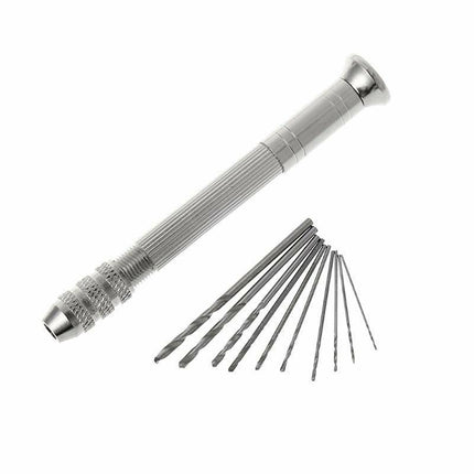 Precision Pin Vise Hand Drill Set Of 10 Pieces Rotary Tools For Models Hobby DIY - Aimall
