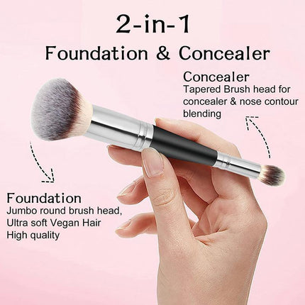 Double Ended Makeup Brush Liquid Foundation Powder Eyeshadow Cosmetic Brush Tool - Aimall