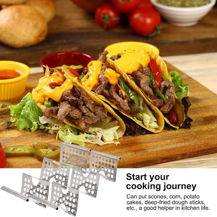 4pcs W Shape Stainless Steel Taco Holder Stand for Pancakes and Food Serving