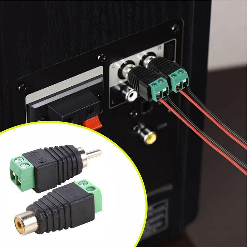 2/4 Pair Speaker Wire cable to female & male RCA Adapter Connector Jack Plug LED - Aimall