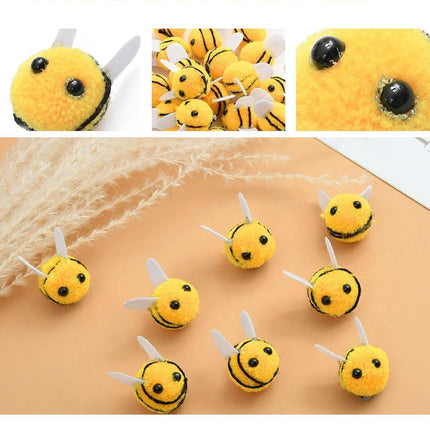 12pcs Plush Bee Hair Clips 3D Cartoon Animal Accessories Furballs Decorative Clips