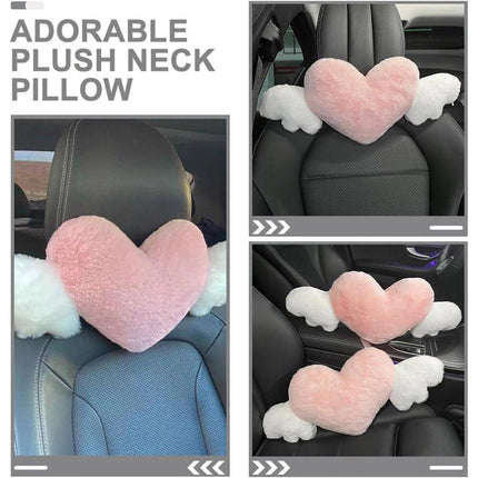 Car Headrest Neck Pillow Love Wings Support Cushion for Comfortable Driving