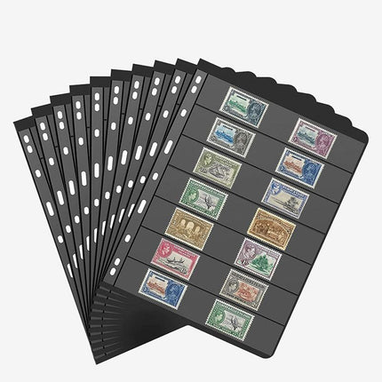 10 Sheet of Stamp Stock Black &amp Double Sided Page 7Strips &amp 9 Binder Holes - Aimall