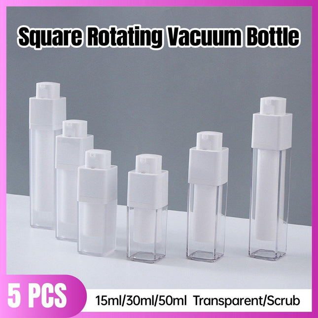 5Pcs Leak-Proof Travel Bottles Transparent Rotary Vacuum Press Lotion Container