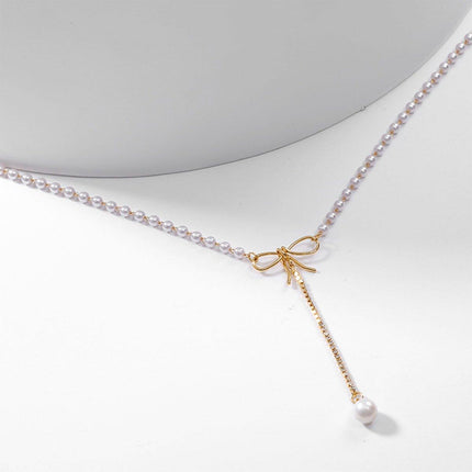 Bow Tie Short Necklace for Women Collarbone Chain Fashion Jewelry Elegant Gift
