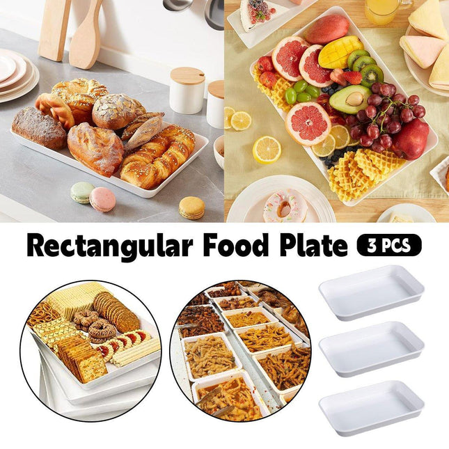 Rectangular White Plastic Deli Display Tray Dishes Serving Platter Food Plate