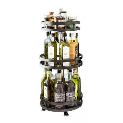 Kitchen Rotating Spice Rack Triple Layer Countertop Organizer Storage Shelf