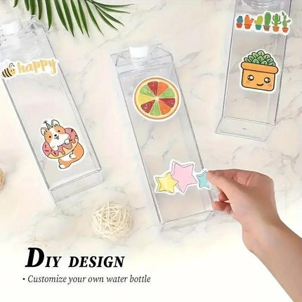 4pcs Large Capacity Square Mug Transparent Plastic Water Juice Drinking Cups