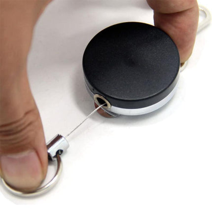 2 Recoil Key Ring Retractable Chain ID Pull Holder Reel Belt Clip Extend Keyring - Aimall