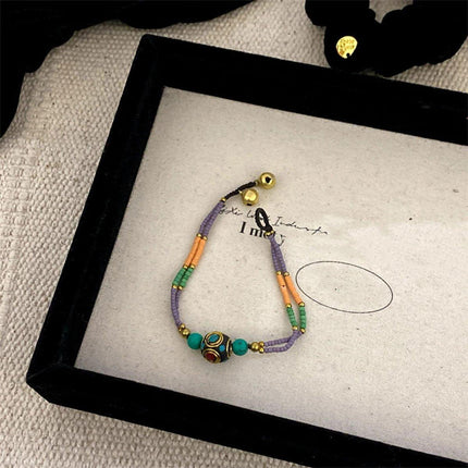 Ethnic Style Handmade Bracelet Color Stone Sky Bead Fashion Round Bead Bracelet