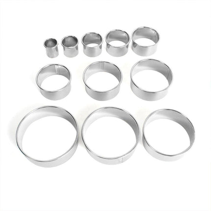 11X Metal Round Cookie Biscuit Cake Cutter Set Stainless Steel Pastry Cutter Tool