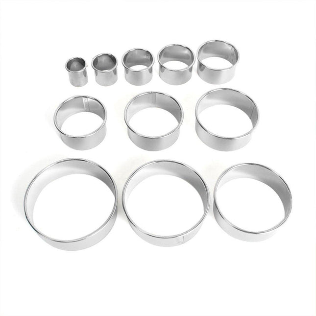 11X Metal Round Cookie Biscuit Cake Cutter Set Stainless Steel Pastry Cutter Tool