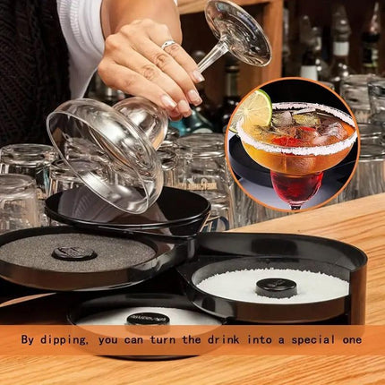 Triple Plastic Salt and Sugar Rim Container for Cocktail Juice Flavoring Dipping
