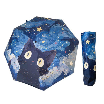 Cartoon Cat Folding Umbrella UV Protection Portable Sun Rain Dual-use Sunshade