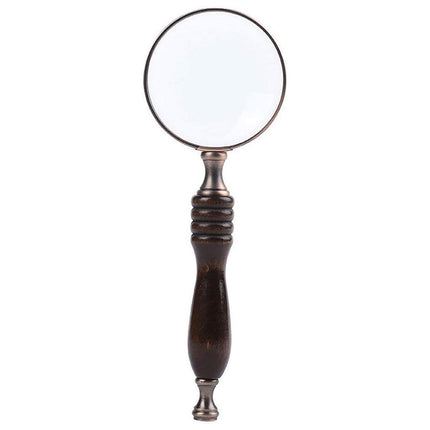 1PCS Vintage Ebony Handle Handheld Metal Magnifier Classical Nostalgic Gift Box