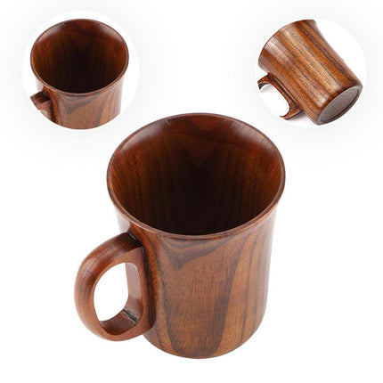 260ml Large Wooden Mug Round Solid Tea Cup Wooden Mugs for Coffee and Tea