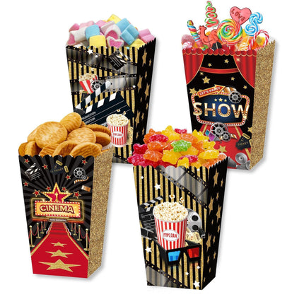 24 PCS Movie Night Snack Trays Popcorn Food Drink Holder Cinema Party Supplies