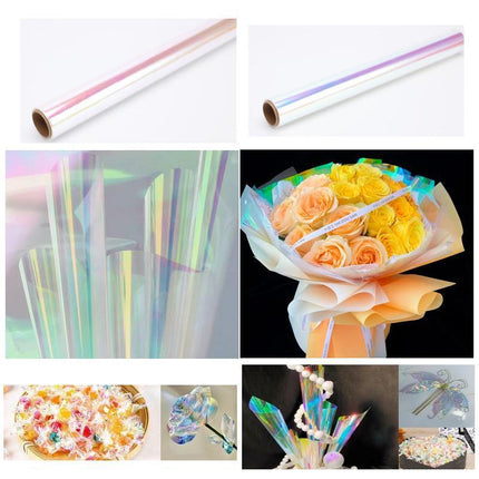 Iridescent Flower Bouquet Wrapping Paper 80CM*15M Cellophane Rainbow Film - Aimall