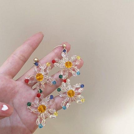 Beaded Flower Long Fringe Earrings Fashion Stud Jewellery for Women Gifts
