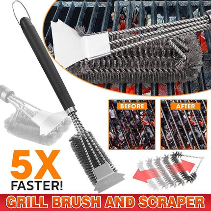 Grill Brush and Scraper 18 Inch Stainless Steel Barbecue Cleaning Brush Wire Bri - Aimall