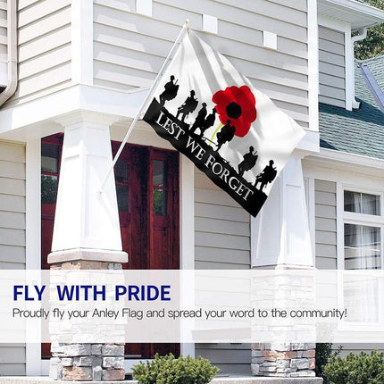 Large Lest We Forget Flag Heavy Duty ANZAC Day Poppy 90 X 150 CM - 3ft x 5ft - Aimall